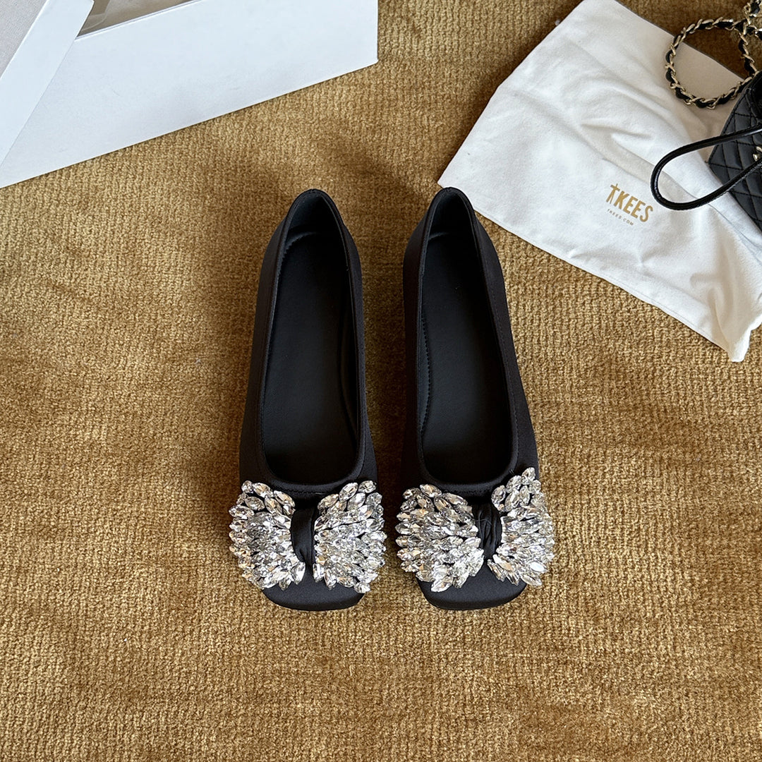 Damen Bequeme Ballerinas mit funkelndem Strassbesatz EB