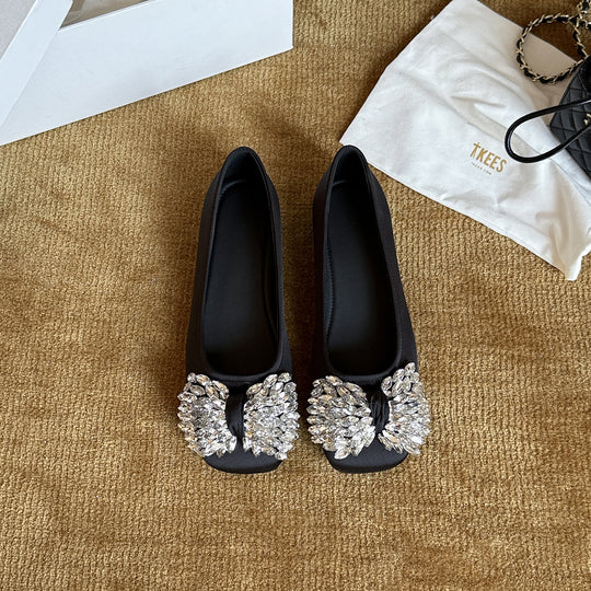 Damen Bequeme Ballerinas mit funkelndem Strassbesatz EB