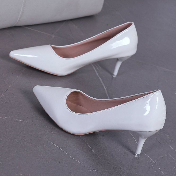 Damen Spitz High Heels mit glänzendem Obermaterial EB