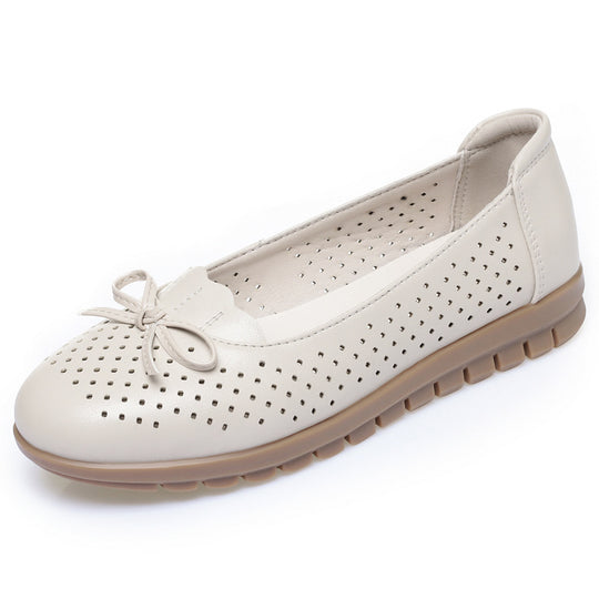 Damen Atmungsaktive Mokassins mit dekorativem Lochdesign und bequemer Sohle EB