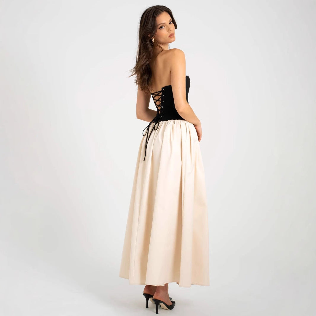 Damen Maxi-Kleid mit bequemem Herz-Ausschnitt und eleganter Raffung EB
