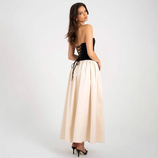 Damen Maxi-Kleid mit bequemem Herz-Ausschnitt und eleganter Raffung EB