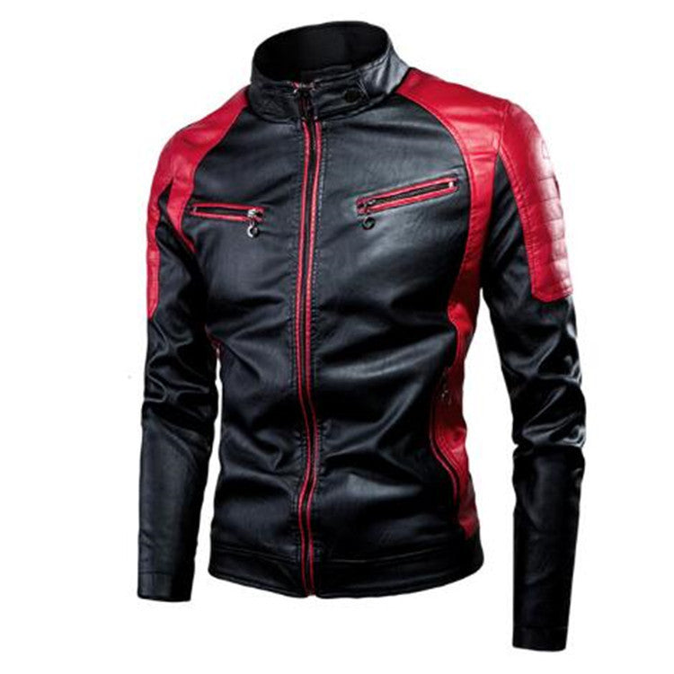 Herren Kunstleder-Pilotenblouson im Rennsportstil mit gesteppter Schulterpartie EB