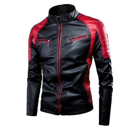 Herren Kunstleder-Pilotenblouson im Rennsportstil mit gesteppter Schulterpartie EB