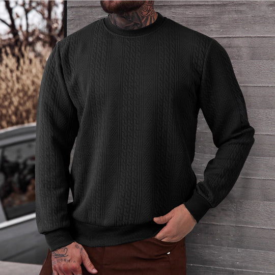 Herren nan texturiertes Rundhals-Sweatshirt mit feiner Waffelstruktur und gerippten Bündchen EB