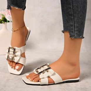 Damen modische Riemchen-Sandalen mit funkelndem Schmuckdetail EB