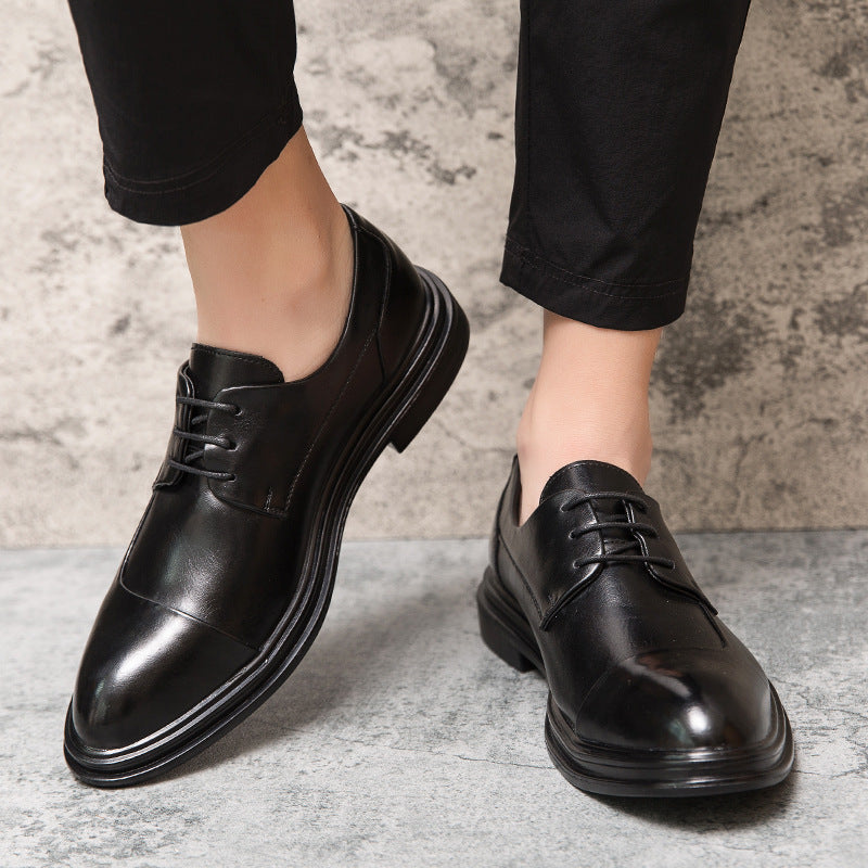 Herren elegante Vollleder Derby-Schnürschuhe mit gepolstertem Komfortfußbett EB