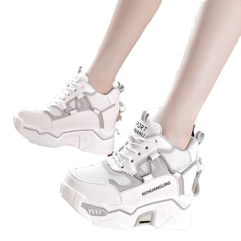 Damen Hochwertige Plateau-Sneaker mit atmungsaktivem Mesh-Obermaterial EB