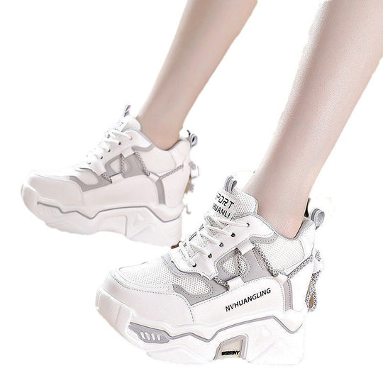 Damen Hochwertige Plateau-Sneaker mit atmungsaktivem Mesh-Obermaterial EB