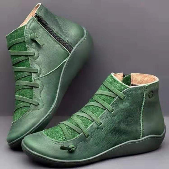 Damen Sneaker-Boots aus geschmeidigem Leder mit innovativem Schnür- und Reißverschlussdesign EB