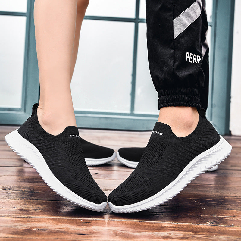 Damen Bequeme Slip-On Freizeitschuhe mit elastischem Strickoberteil EB