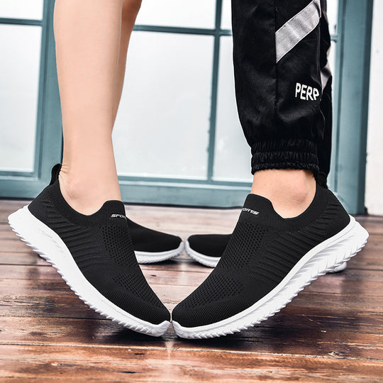 Damen Bequeme Slip-On Freizeitschuhe mit elastischem Strickoberteil EB