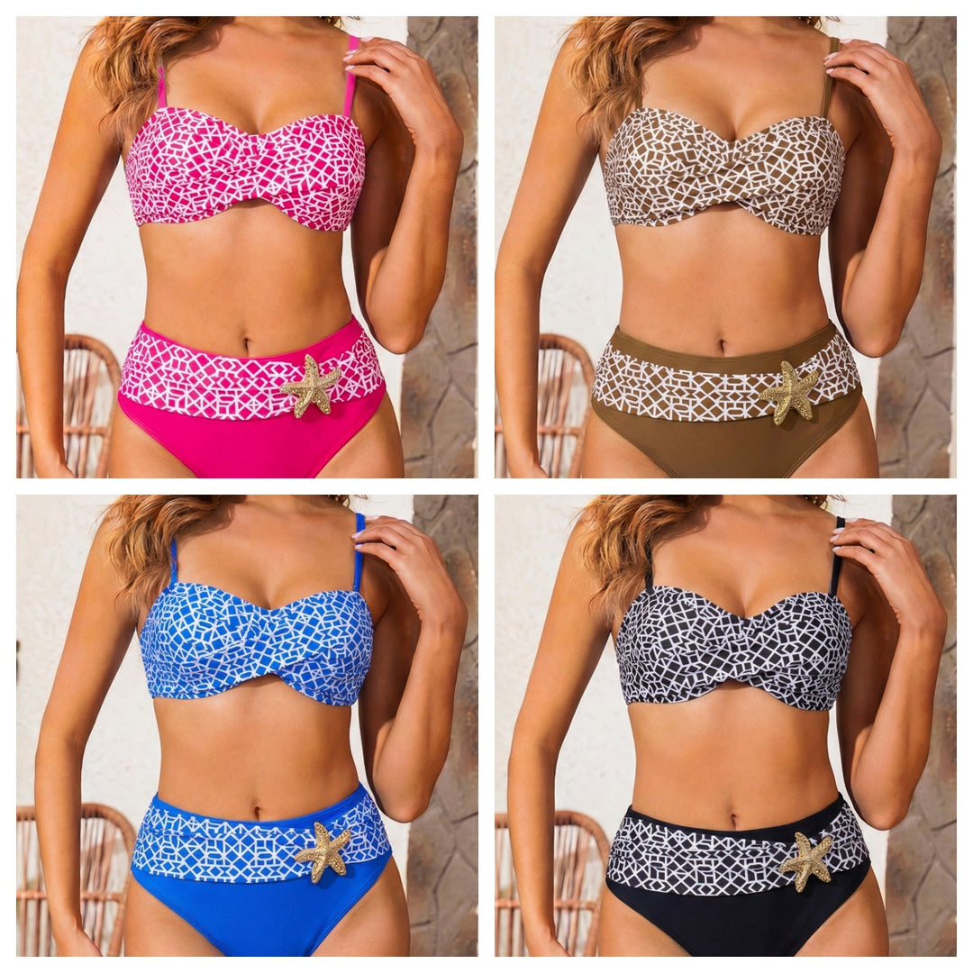 Damen Hochwertiges Bikini-Set mit geometrischem Muster EB