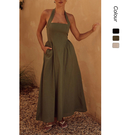 Damen Maxikleid mit tiefem Rückenausschnitt und eleganter Passform EB