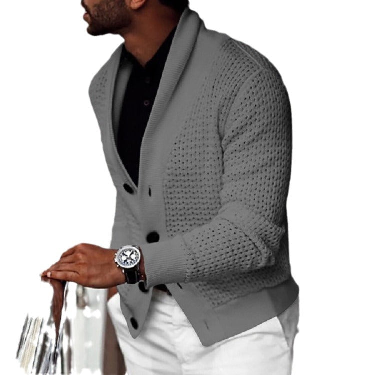 Herren lässiger Strickcardigan mit innovativem Lochmuster und modernem Schnitt EB
