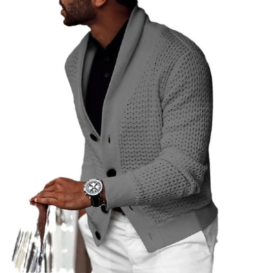 Herren lässiger Strickcardigan mit innovativem Lochmuster und modernem Schnitt EB