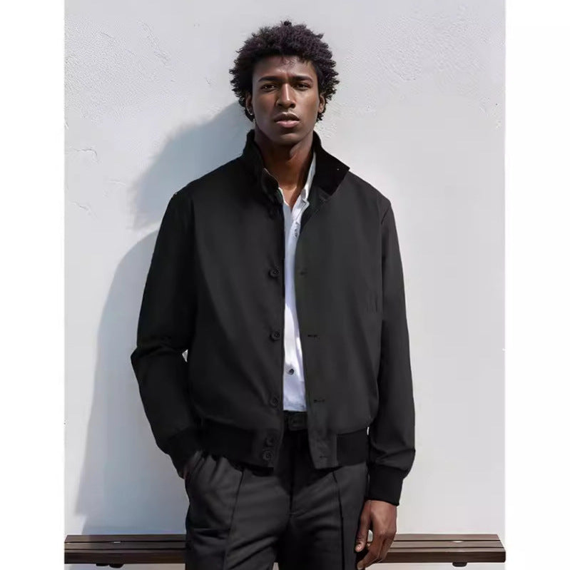 Herren Casual-Bomberjacke mit hohem Kragen und praktischen Taschen EB