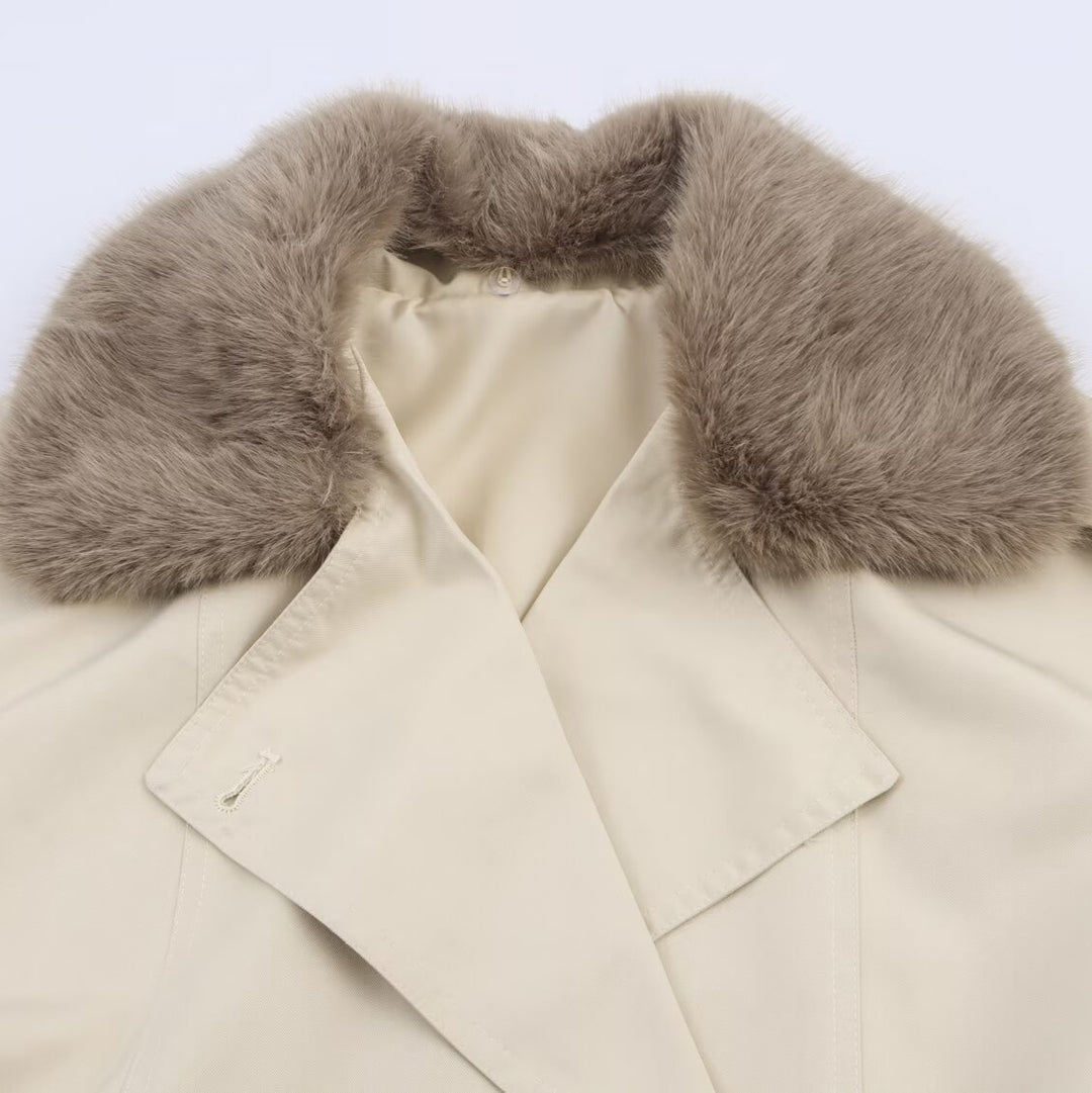 Damen Übergangsjacke mit luxuriösem Kunstfellkragen und praktischen Knöpfen EB