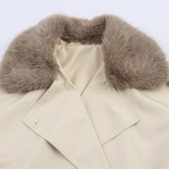 Damen Übergangsjacke mit luxuriösem Kunstfellkragen und praktischen Knöpfen EB