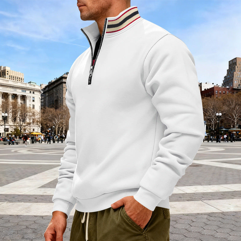 Herren nan Halbzip-Sweatshirt mit sportivem Ringkragen und weichem Fleece-Innenfutter EB