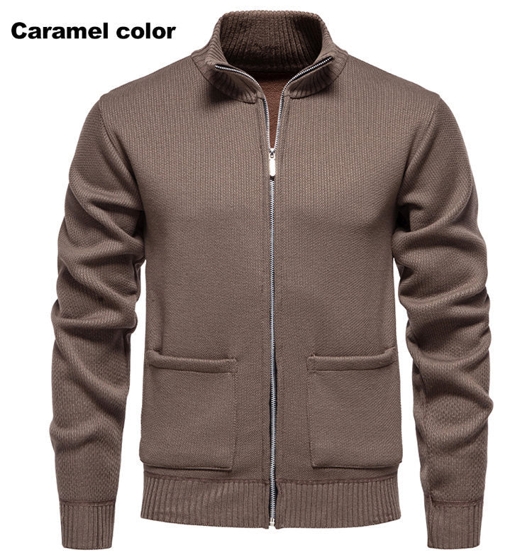 Herren Strickjacke mit durchgehendem Reißverschluss und seitlichen Taschen EB