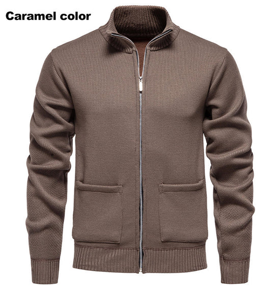 Herren Strickjacke mit durchgehendem Reißverschluss und seitlichen Taschen EB