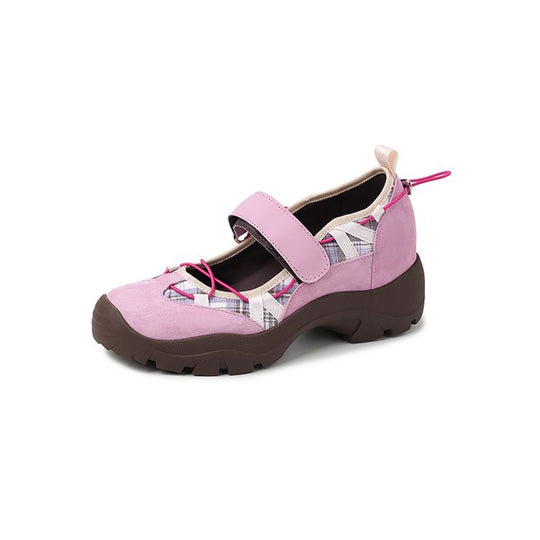 Damen modische Slipper mit verstellbarem Klettverschluss und robustem Sohlenprofil EB