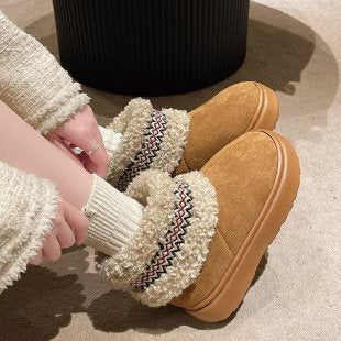 Damen komfortable Hausschuhe mit flauschigem Futter und modischen Akzenten EB
