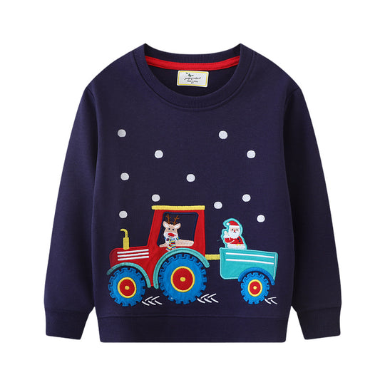 Jungen Sweatshirt mit fröhlichem Traktor- und Weihnachtsmotiv EB