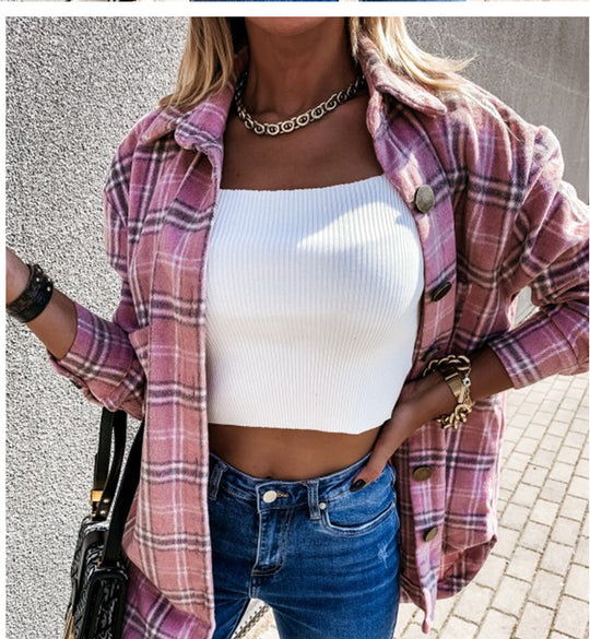Damen Karomuster Überhemdjacke EB