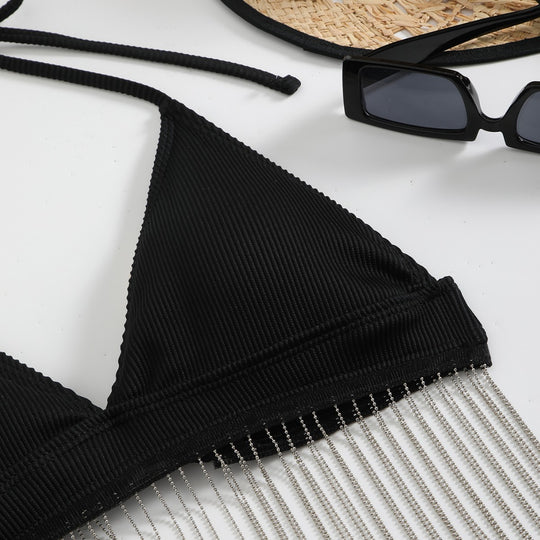 Damen Triangel-Bikini mit festlichem Fransen-Design EB