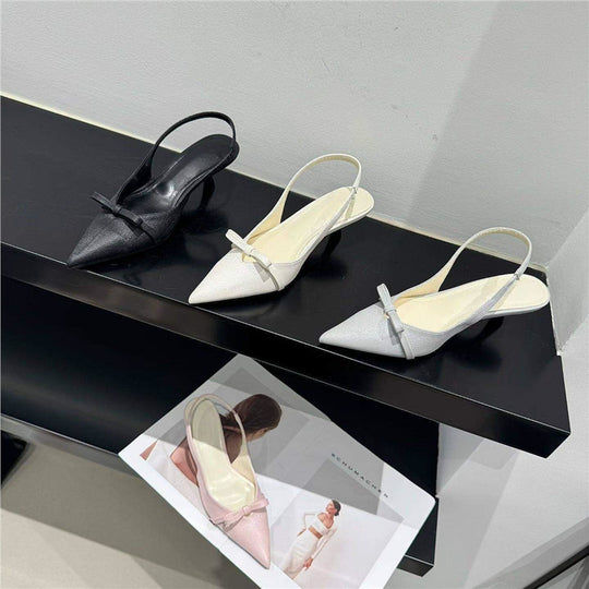Damen elegante Slingback-Pumps mit feinem Riemchen und Schleifenapplikation EB