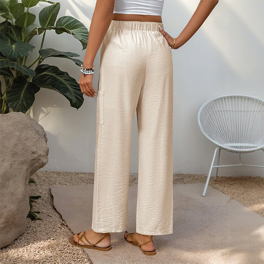 Damen weite Freizeithose mit elastischem Bund und praktischen Taschen EB
