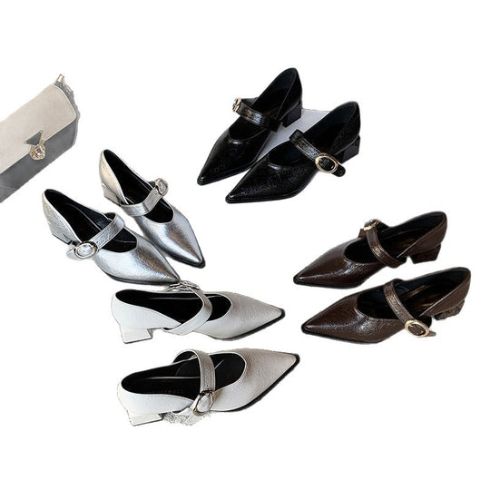 Damen elegante Slingback-Pumps mit breitem Riemen und blockiertem Absatz EB