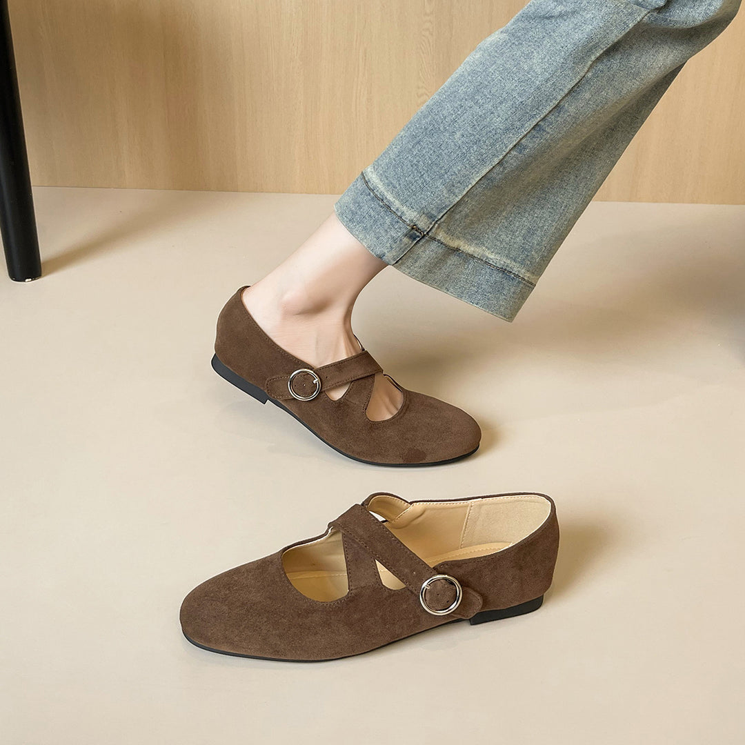 Damen Ballerinas mit modernem Riemen und eleganter Schnalle EB