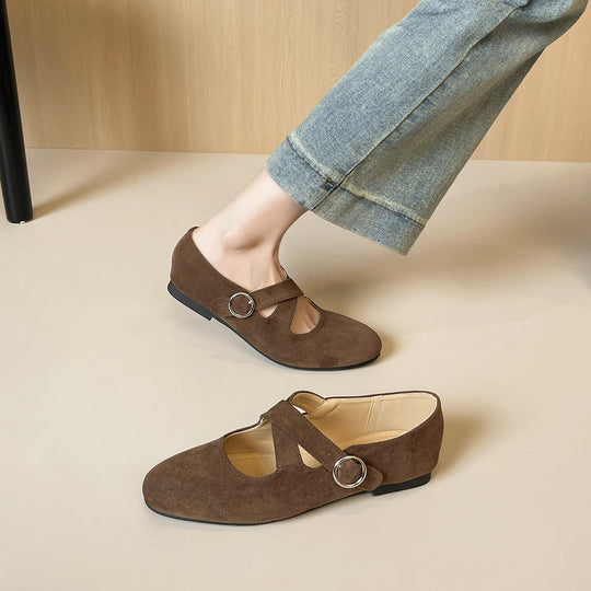Damen Ballerinas mit modernem Riemen und eleganter Schnalle EB