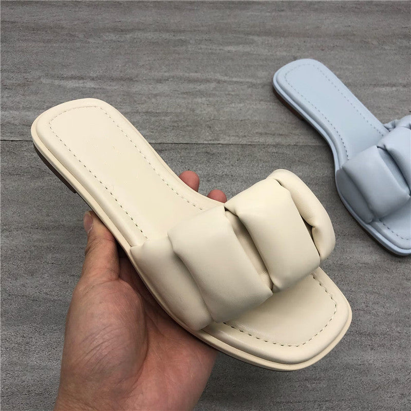 Damen Bequeme Slides mit dekorativem Knotenverschluss EB