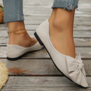 Damen Ballerinas mit dekorativem Schleifen-Design und spitzem Zehenbereich EB