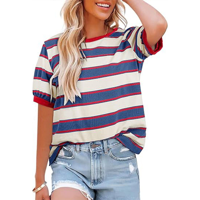 EB | Gestreiftes T-Shirt mit Rundhalsausschnitt für Damen