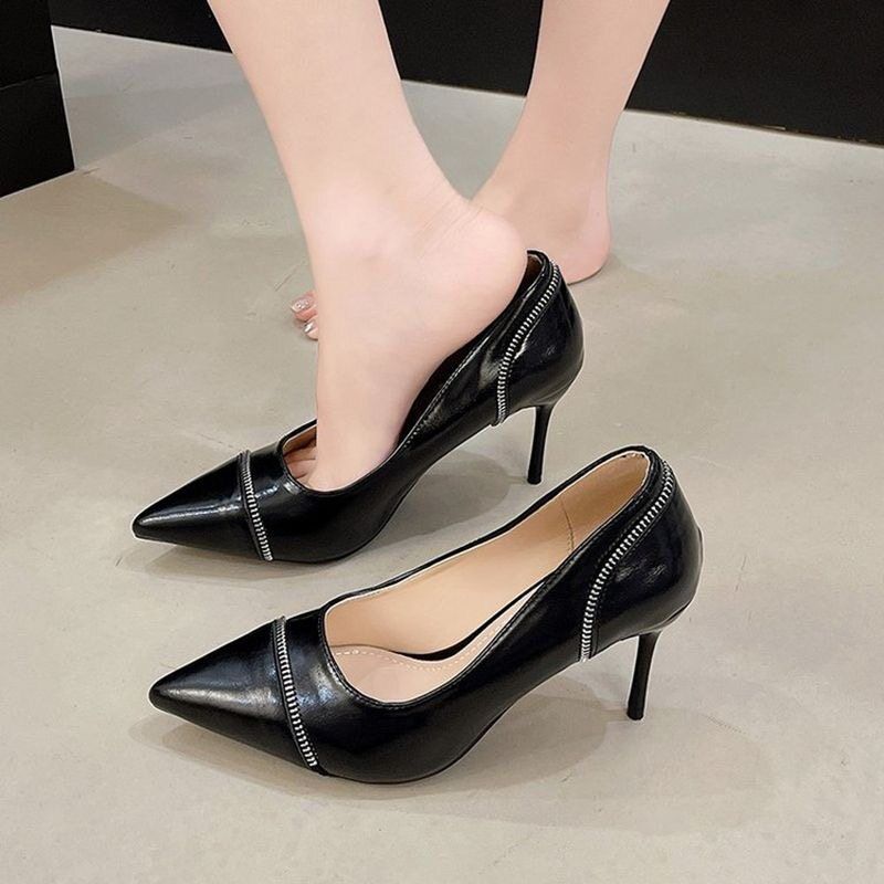 Damen elegante Slingback-Pumps mit dekorativem Reißverschluss EB