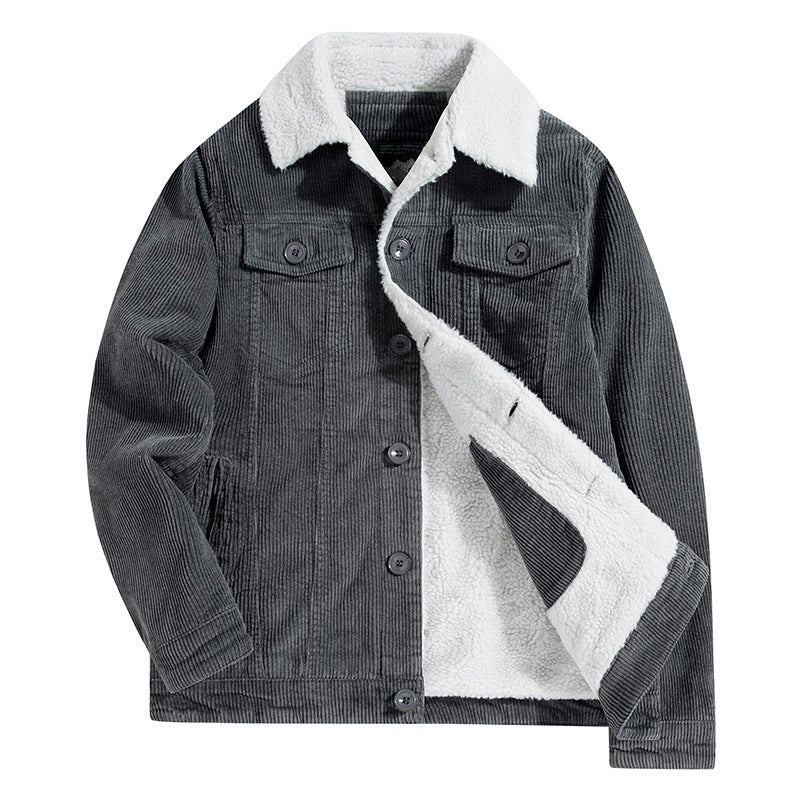 Herren Feincord‑Truckerjacke mit kuscheliger Sherpa‑Fütterung und Brusttaschen EB