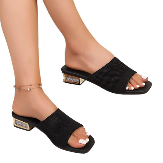 Damen Komfortable Mules mit transparenter Absatzgestaltung EB
