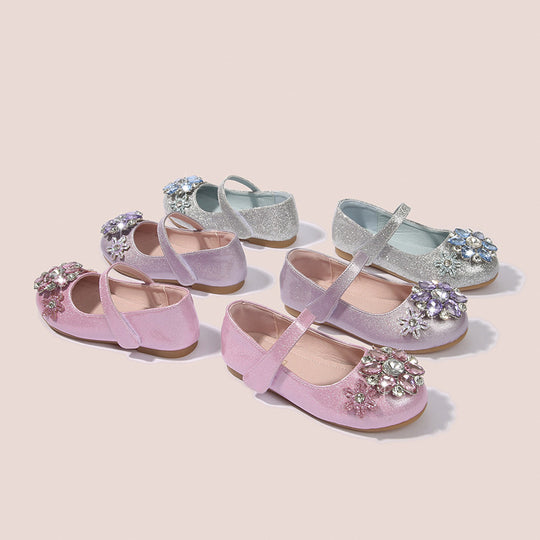 Damen Ballerinas mit glitzernden Blumenapplikationen EB