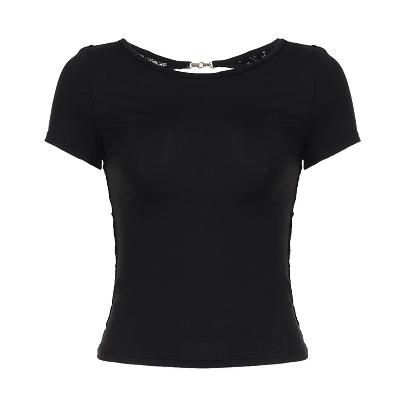 Damen figurbetontes T-Shirt mit elegantem Rückendetail EB