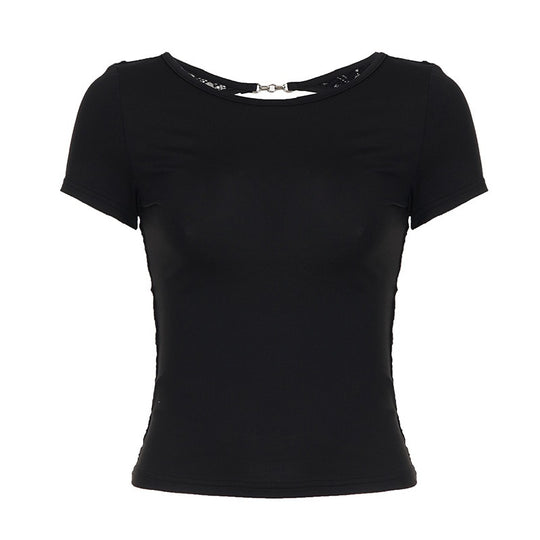 Damen figurbetontes T-Shirt mit elegantem Rückendetail EB