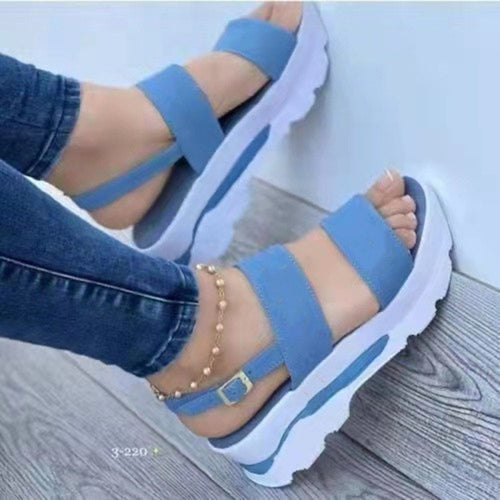 Damen Keil-Sandalen mit verstellbarem Riemendesign und rutschfester Sohle EB