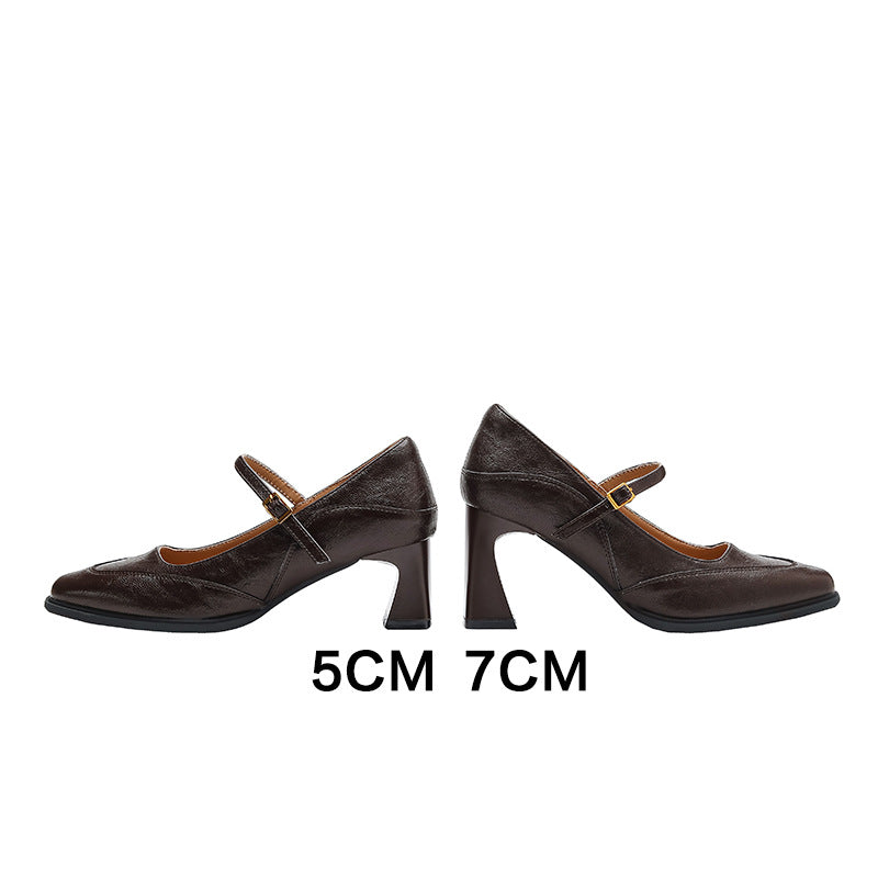 Damen elegante Mary Jane Pumps mit stabiler Blockabsatz EB