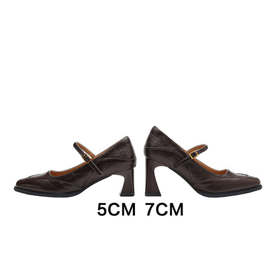 Damen elegante Mary Jane Pumps mit stabiler Blockabsatz EB