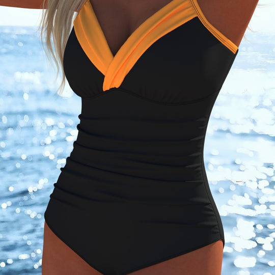 Damen Schwimmanzug mit raffiniertem Wickeldesign und komfortablem Schnitt EB