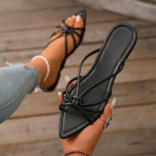 Damen Elegante Mules mit stilvollem Knotendesign EB